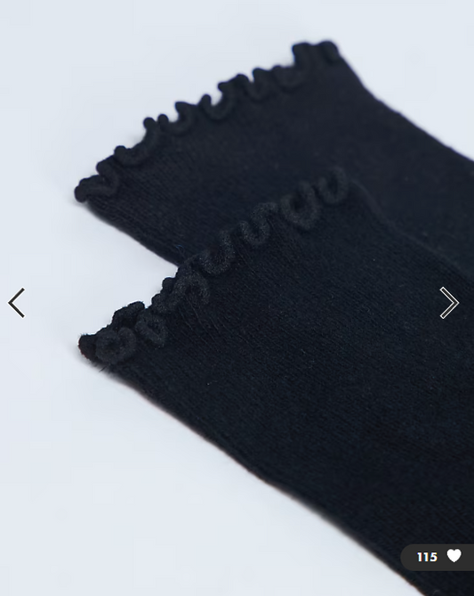 Topshop ribbed frill socks in black