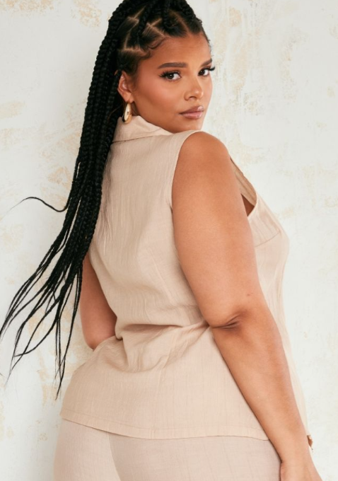 Prettylittlething Plus Stone Zip Up Lightweight Top