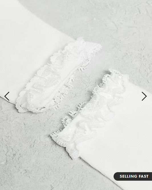 ASOS DESIGN 2 pack frill top ankle socks in white