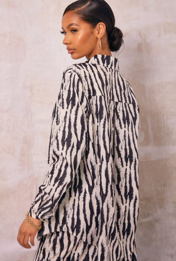 Black Zebra Printed Oversized Shirt