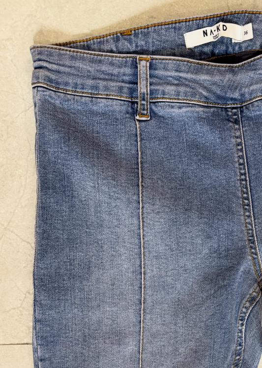 Super Low Waist Skinny Denim Jeans - Mid Blue