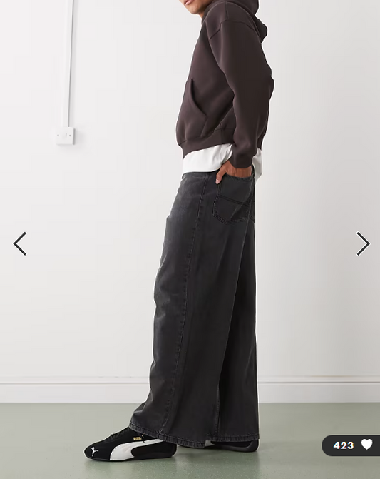 COLLUSION X003 wide leg mid rise jean in washed black