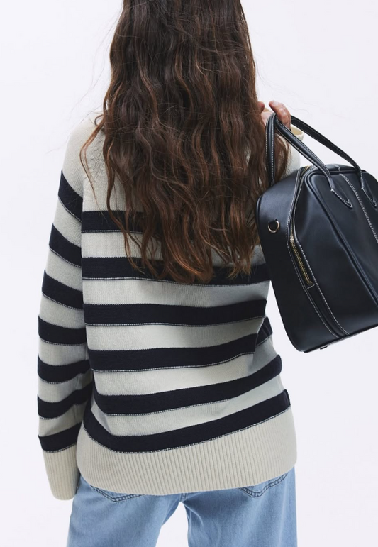 H&M - LOOSE-FIT SWEATER- Black Stripe