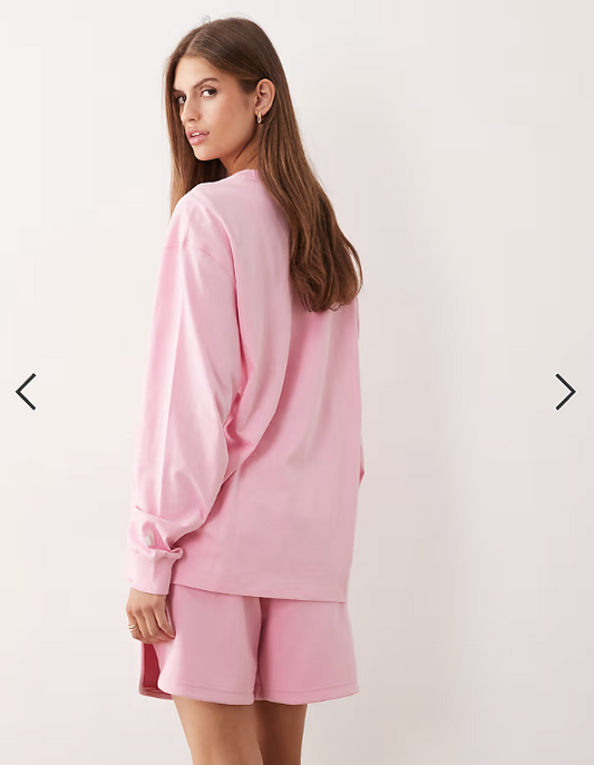 adidas Performance Three Stripes Studios long sleeve top in pink