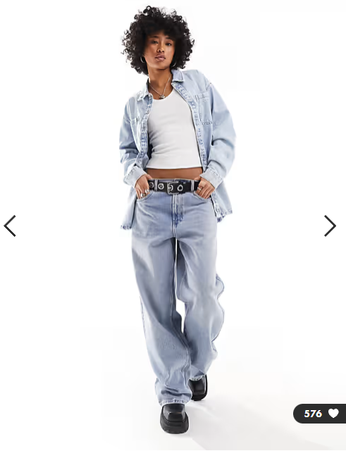 Noisy May denim shacket in light blue wash