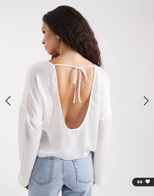 ASOS DESIGN long sleeve scoop detail blouse