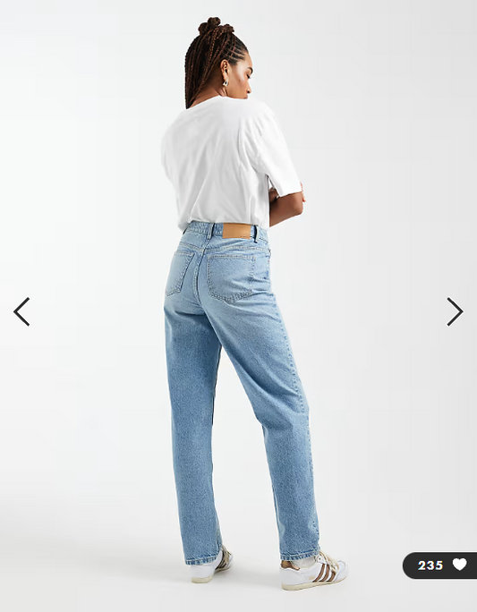 ASOS DESIGN Tall high rise relaxed mom jeans in mid blue