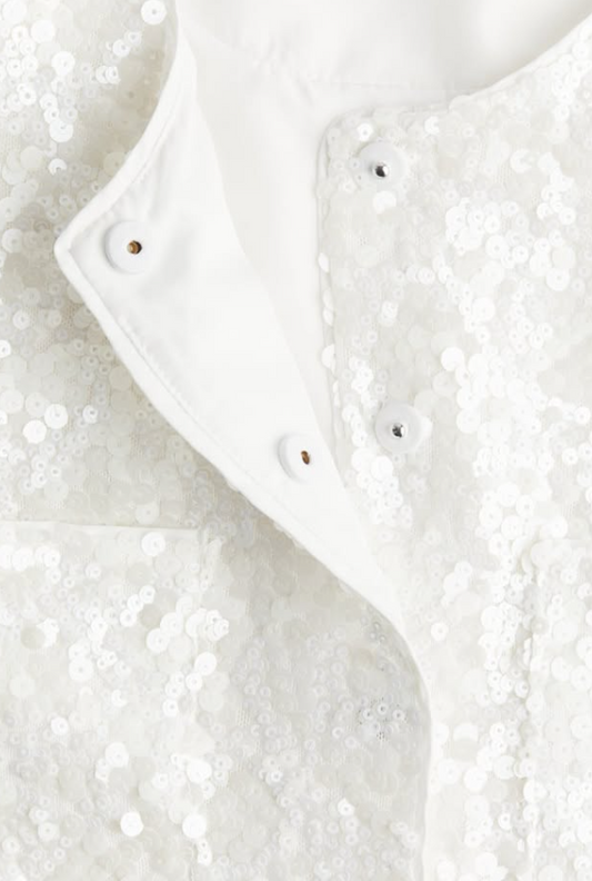H&M - SEQUINED BLOUSE- White