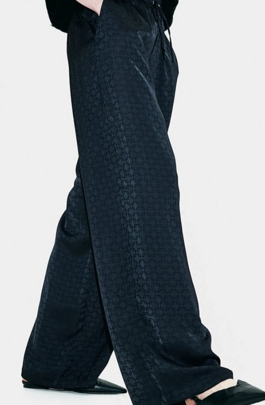 H&M Wide Drawstring Pants- black