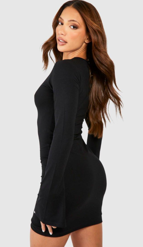 Boohoo Tall Premium Super Soft Flare Cuff Mini Dress