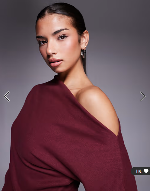 ASOS DESIGN supersoft long sleeve fallen shoulder mini dress in mulberry