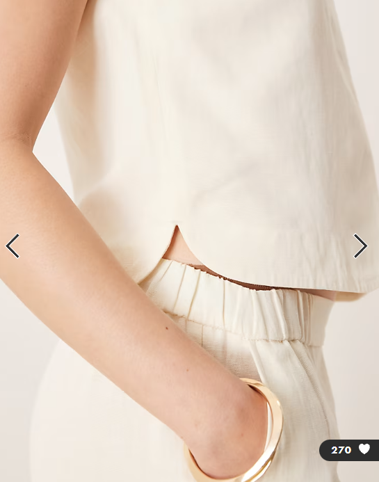 ASOS DESIGN high neck boxy waistcoat co-ord with linen in ivory