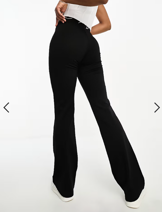 JDY Tall high waisted flared trousers in black