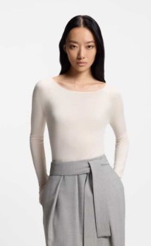 H&M - Light Beige Sheer Jersey Top
