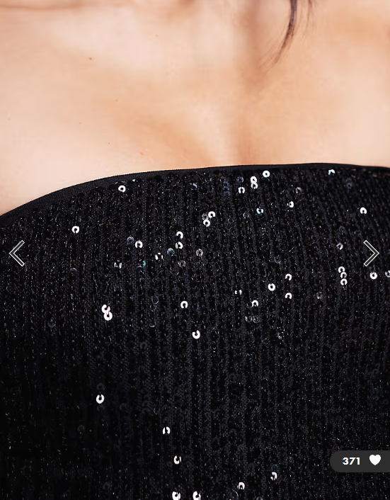 ASOS DESIGN allover sequin bandeau bodysuit in black