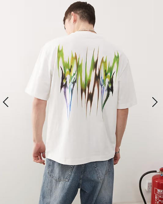 Weekday relaxed fit t-shirt with graphic front and back print in white