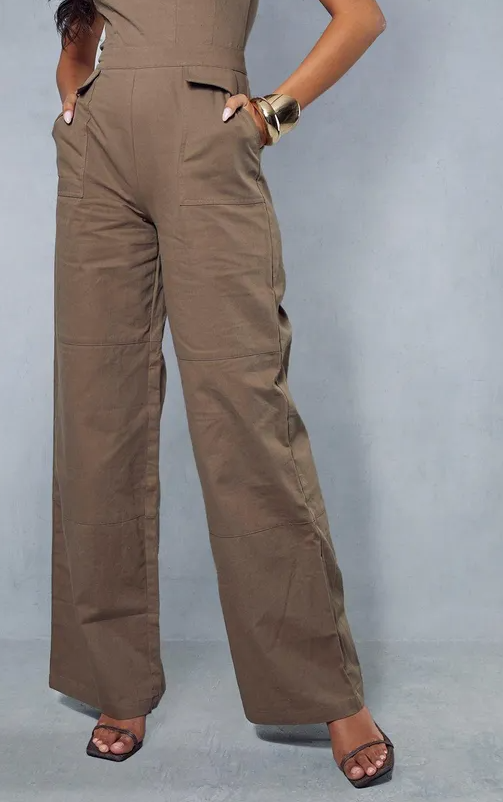 Utility Detail Bandeau Wide Leg Jumpsuit
