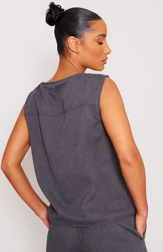 Charcoal Tailored Cord Oversized Waistcoat