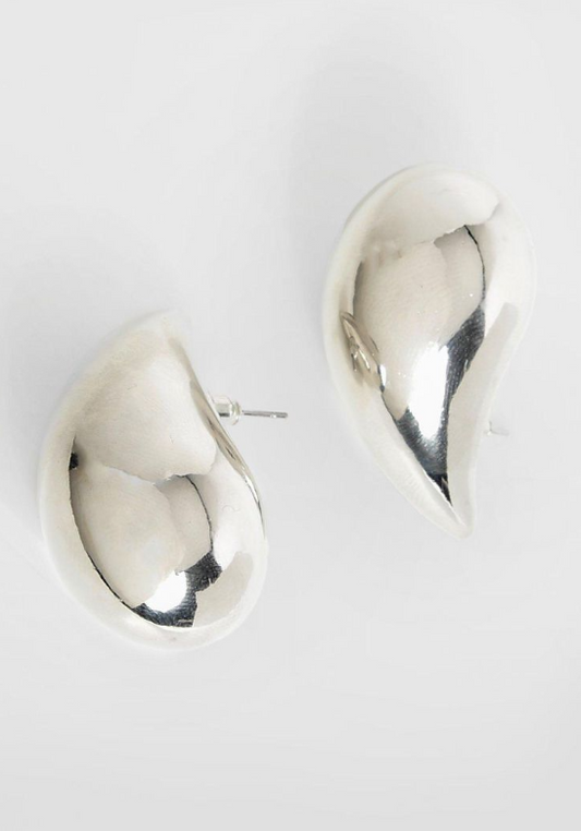 Statement Tear Drop Earrings - silver