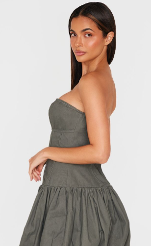 Charcoal Premium Twill Puffball Dress