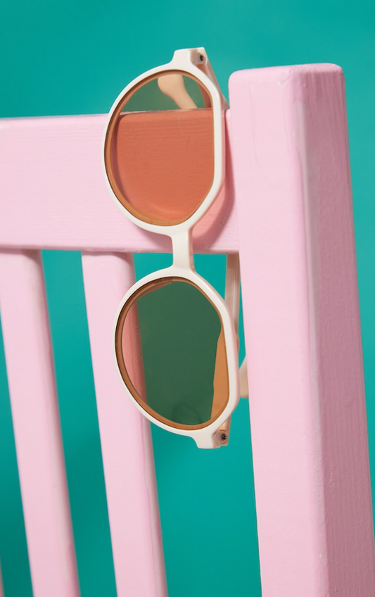 Nude Flat Top Rounded Sunglasses