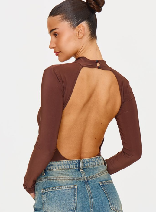 Mushroom Slinky High Neck Backless Bodysuit