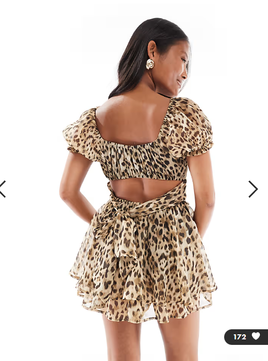 Miss Selfridge - petite chiffon rara mini playsuit in animal print