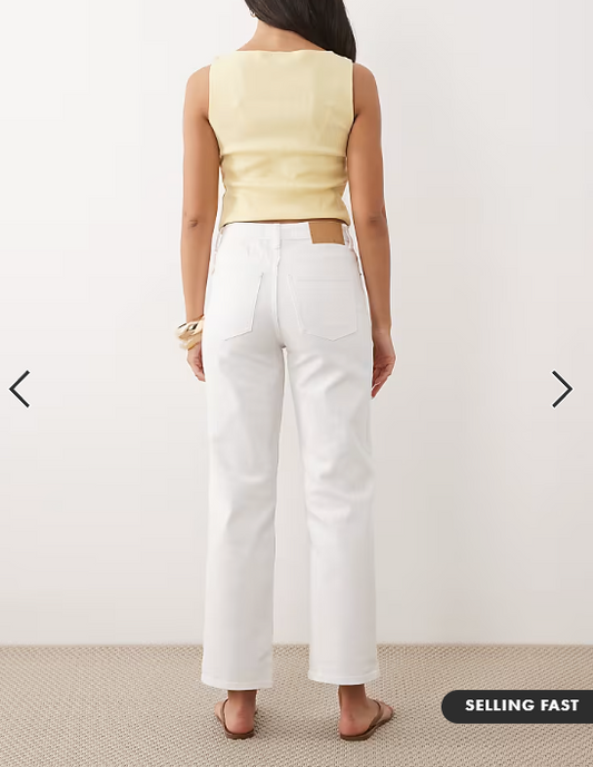 ASOS DESIGN ankle grazer comfort stretch straight leg jean in white