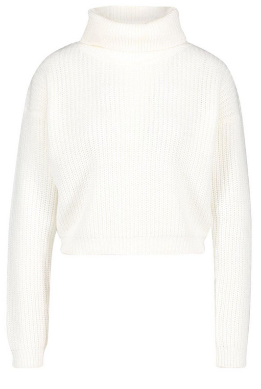 Boohoo Cropped Fisherman Roll Neck Jumper - cream