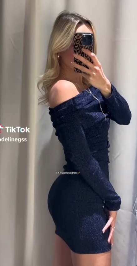 H&M Dress Draped / Navy Glittery