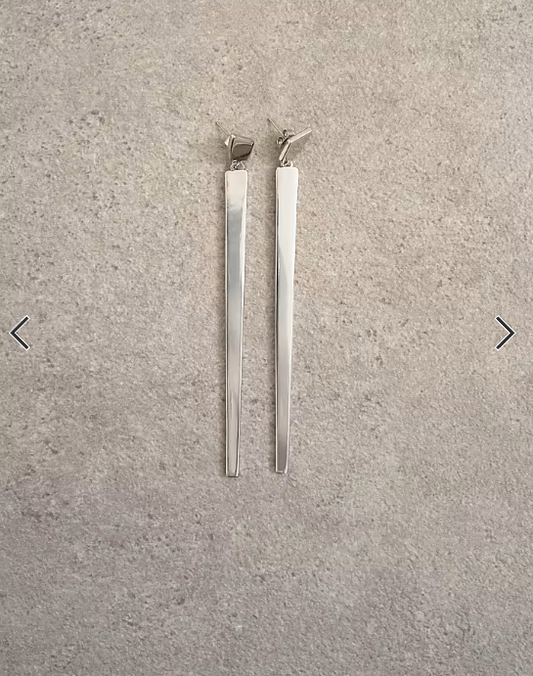 Topshop Cora asymmetric drop stud earrings in silver tone