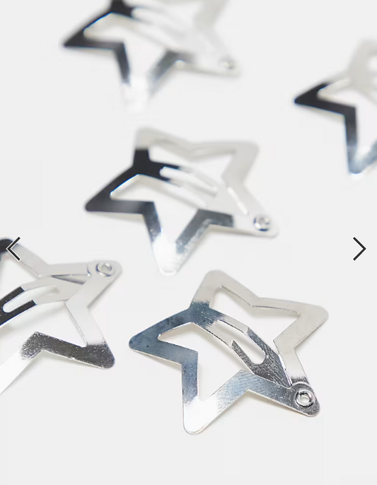Pieces 6 pack star hair clips in silver