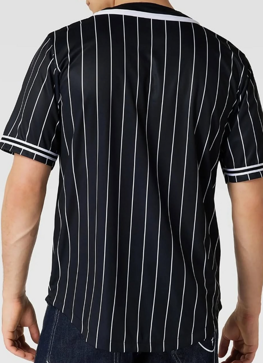 KK SERIF PINSTRIPE BASEBALL SHIRT BLACK / WHITE.