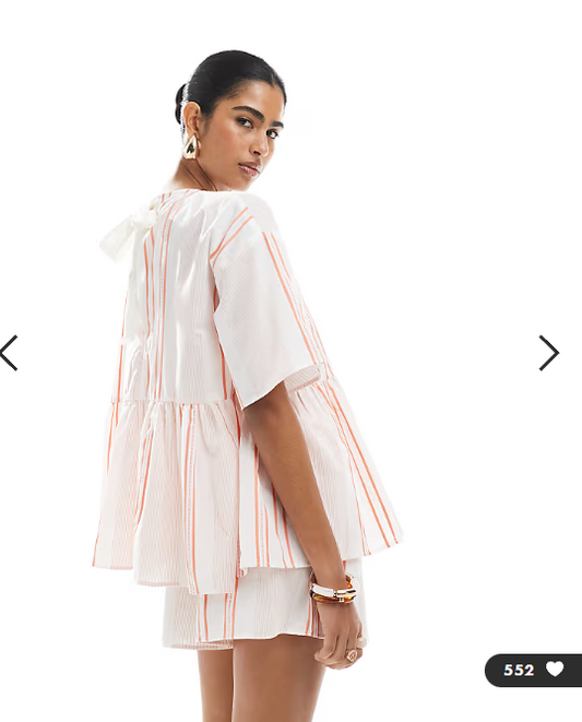 ASOS DESIGN pocket detail shirt in orange stripe