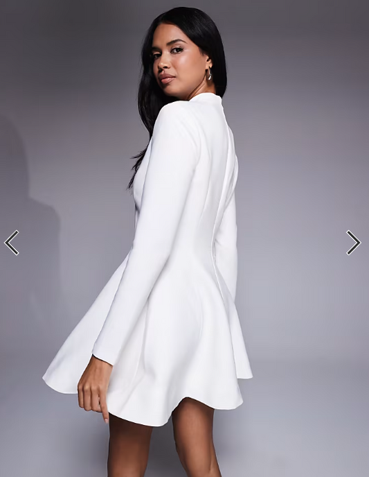Bardot Zephyra long sleeve mini dress in white