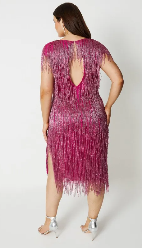 Coast Curve Beaded Fringe Midi Dress