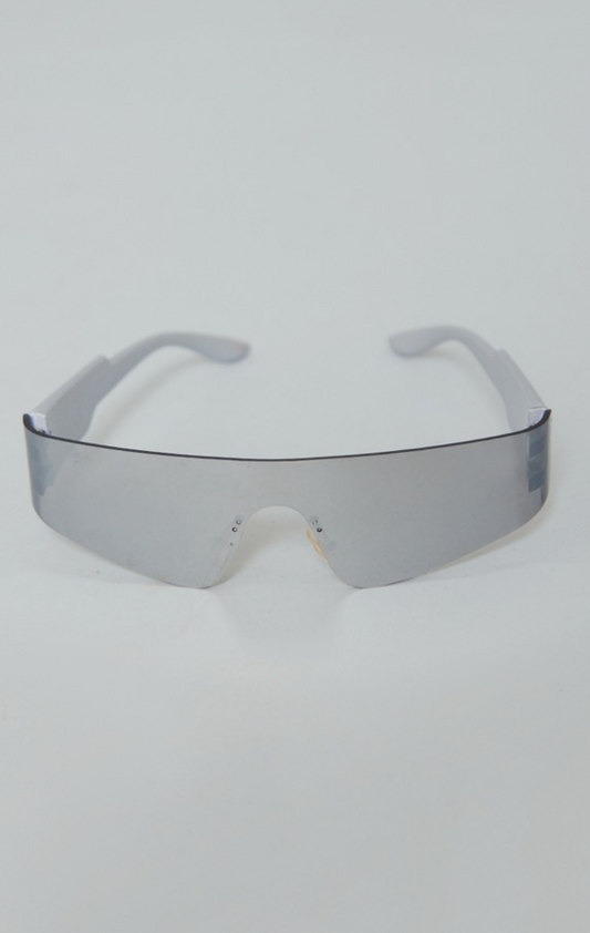 Silver Metal Sporty Visor Sunglasses