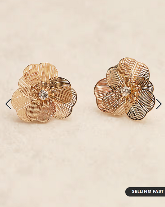 ASOS DESIGN small stud earrings with mini wire-floral design in gold tone
