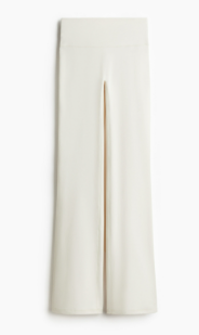 H&M - Flared Fine-Knit Leggings - Cream - Ladies