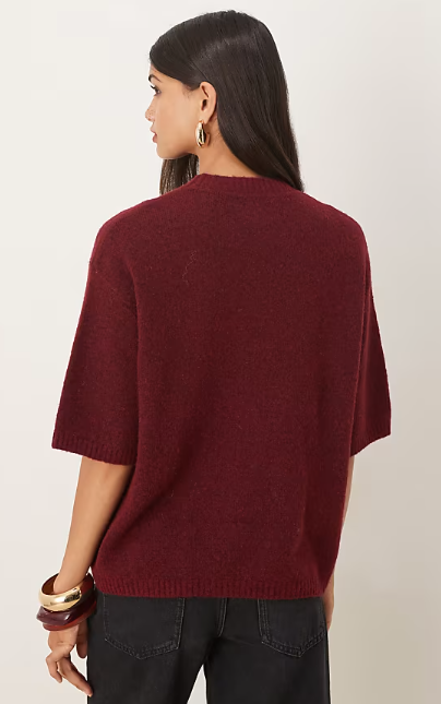 ASOS DESIGN relaxed knitted wool and alpaca tshirt in plum