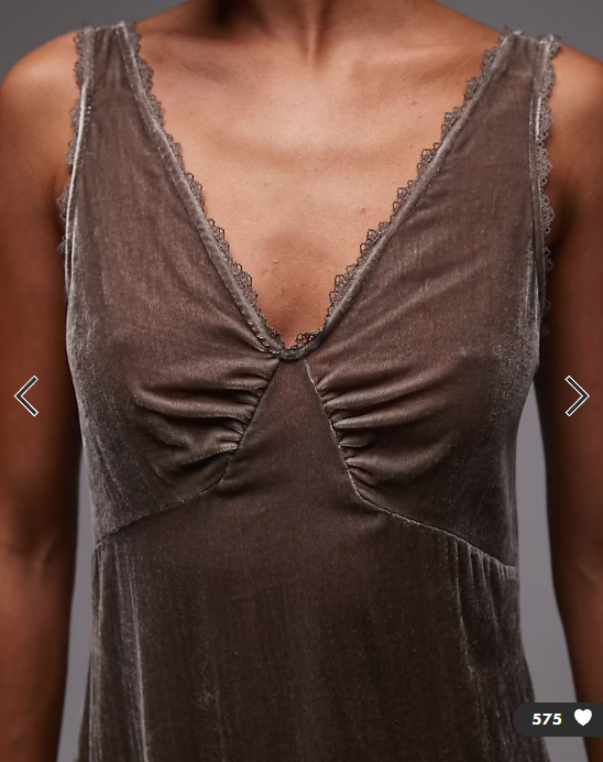 & Other Stories velvet maxi slip dress in mole