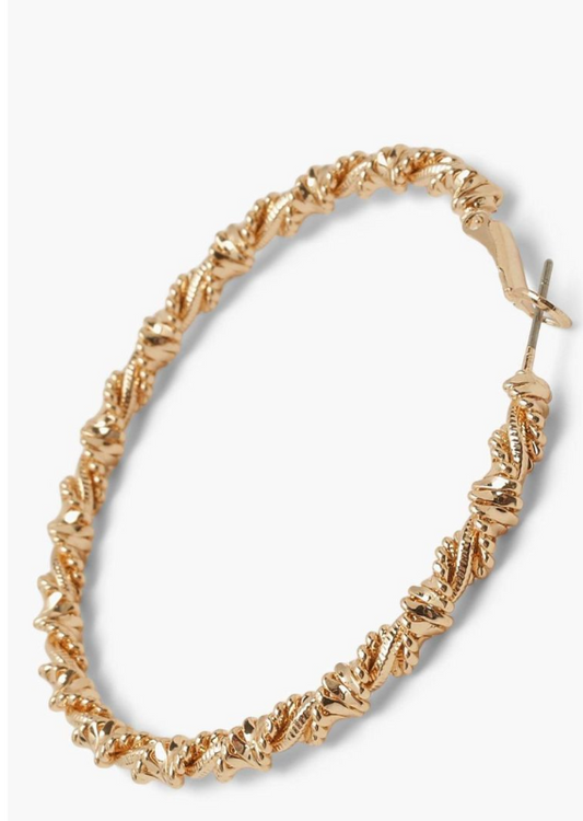 Wrapped Twisted Hoop Earrings - gold