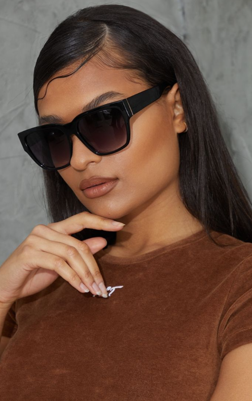 Black Plastic Oversized Square Sunglasses