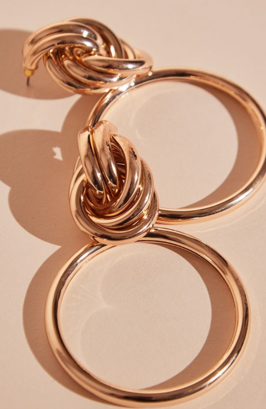 Gold Twist Knot Statement Earrings