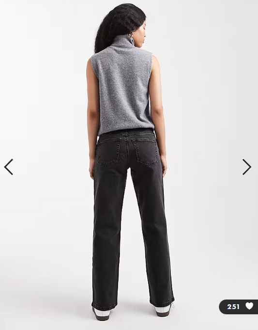 ASOS DESIGN Petite comfort stretch straight leg jean in washed black