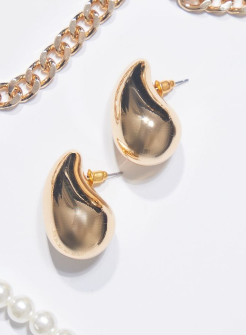 Gold Tear Drop Mini Statement Earrings