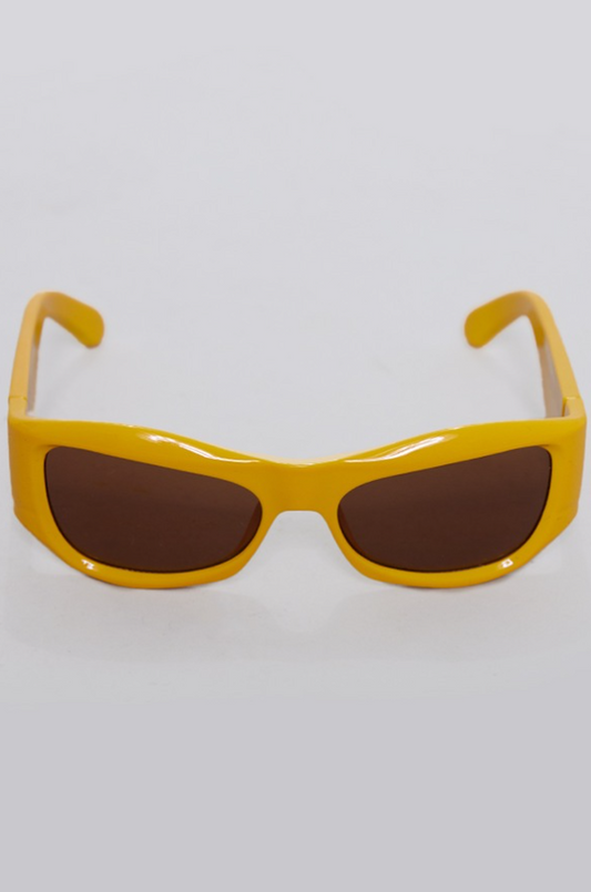 Bright Yellow Thick Arm Bug Eye Visor Sunglasses