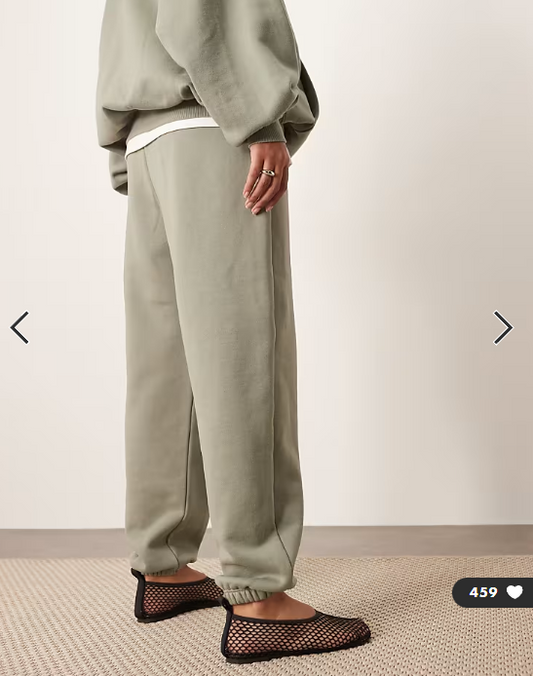 ARRANGE oversized premium heavy weight cuffed jogger in olive green