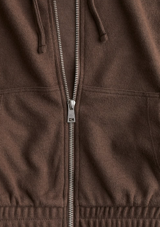 H&M - JERSEY ZIP-THROUGH HOODIE Brown