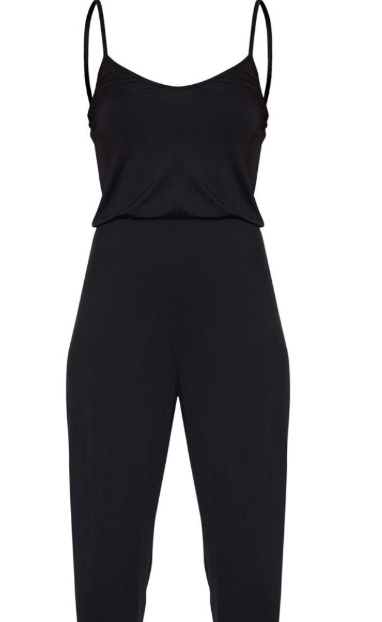 Black Strappy Jersey Culotte Jumpsuit
